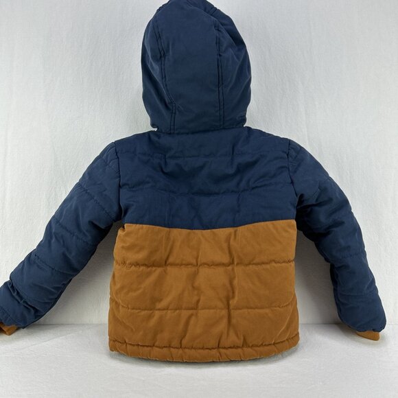 Telluride Clothing Company Toddler Winter Coat Size 2-3T Navy Brown Hooded - Picture 5 of 7